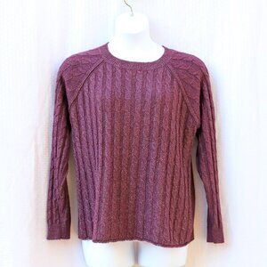 NWT Staccato Size L Good Run cable knit long sleeve sweater dark plum
